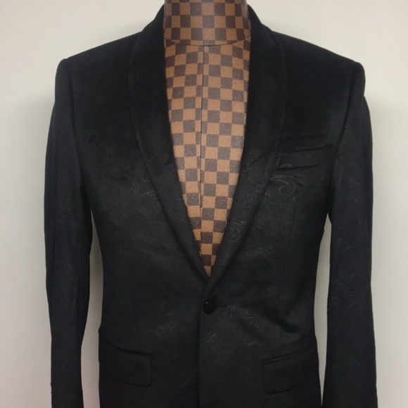 👑🖤🖤👑Tallia-BlackVelvet Paisley Print Blazer 36R - Picture 2 of 7